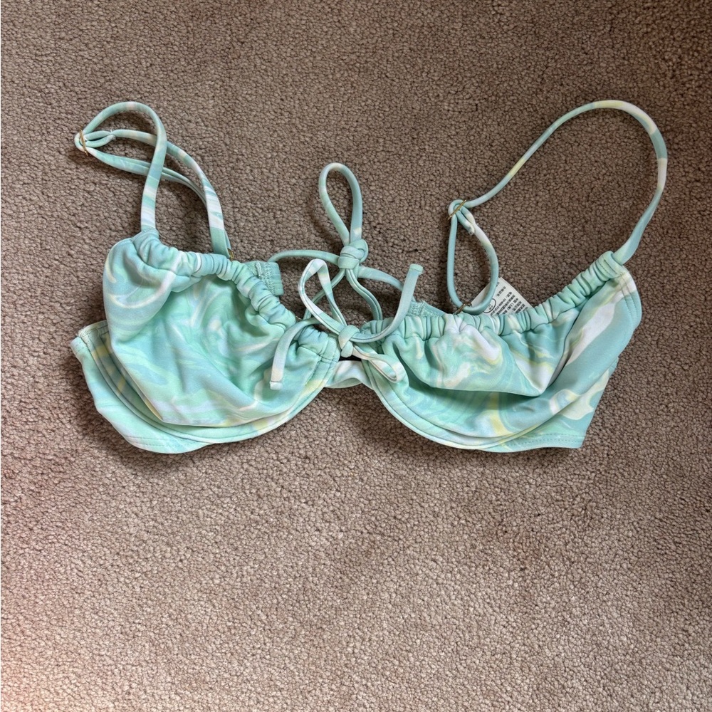 Hollister Light Aqua Tie-Front Bikini Top